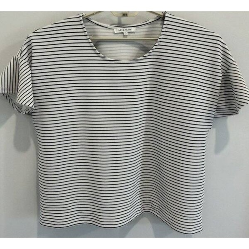Rose + Olive Ruffle Short Sleeve Textured Shirt Stripe Heavy Flowy Size 3X